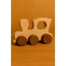 Empressco El Yapımı Doğal Ahşap Tren, Tekerlekli Çocuk Oyuncağı, Güvenli ve Şık Tasarım