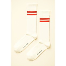 Katia & Bony Unisex Çizgi Desenli Ribanalı Soket Çorap Kırmızı