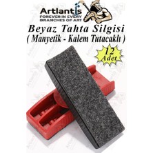 Artlantis Yazı Tahta Silgisi Plastik Mıknatıslı 12 Adet Beyaz Yazı Tahtası Silgisi Manyetik Kaliteli Keçe Uçlu Silgi Okul Sınıf
