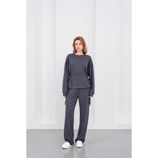 Füme Kadın Premium Modal D Toka Süs Kemerli Alt-Üst Takım