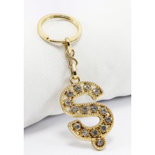 Biuti Gold Renkli Parlak Taşlı Ş Harfi Anahtarlık, Hediyelik Harfli Anahtarlık