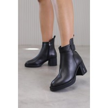 PE262 Model 5 cm Topuklu Yeni Sezon Bot Postal Orjinal Deri Sıyah