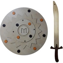 Empressco Ahşap Çocuk Oyuncak Takımı, Kalkan ve Kayı Kılıcı, Beyaz Renkli, 2'li Set