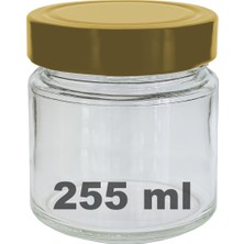 Afracam 255 ml Kavanoz Altın Derin Kapaklı 255 cc Şeffaf Reçel, Marmelat Cam Kavanoz Deep 1 Adet