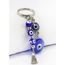 Biuti El Yapımı Cam Nazar Boncuklu Salkım Anahtarlık, Hediyelik Nazarlı Çanta Süsü