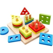 Empressco 4'lü Kare Geometrik Şekiller Bul-Tak Eğitici Oyun, Çok Renkli, Montessori Puzzle