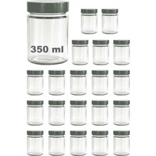 Afracam 350 ml Kavanoz Gümüş Derin Kapaklı 350 cc Şeffaf Reçel, Marmelat Cam Kavanoz Deep 20 Adet