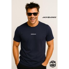 Jack & Jones Jjmıne Logolu Sırtı Baskılı Lacivert Erkek Tişört 12278513