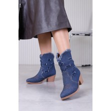 ST149 Model 5 cm Topuklu Western Kısa Bot Çizme Kot