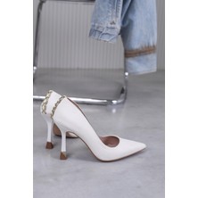 Zeyo 8 cm Topuklu Yeni Sezon Stiletto Ayakkabı Ten.nbk