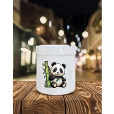 Sartre Art Bambulu Panda Baskılı Porselen Söndür-At Kokusuz Küllük Kül Tablası