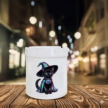 Sartre Art Kukuletalı Kedi Baskılı Porselen Söndür-At Kokusuz Küllük Kül Tablası