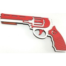 Empressco Ahşap Lastik Atan Oyuncak Tabanca, Kırmızı, Eğlenceli ve Güvenli Oyun Malzemesi