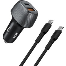 Storemax Linktech C499 43W Araç Şarj Aleti 2x USB Type-C To Type-C Kablo Set
