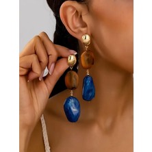 Alya's Aksesuar Bohem Tarzı Çok Renkli Geometrik KÜPELER-14K Altın Kaplama