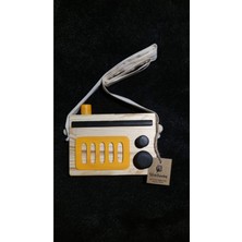 Empressco Retro Ahşap Çocuk Oyuncağı, Güneş Sarısı, Dekoratif Askılı Nostaljik Radyo