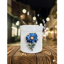 Sartre Art Mavi Çiçeğim Baskılı Porselen Söndür-At Kokusuz Küllük Kül Tablası