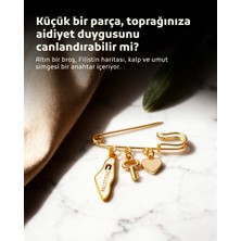 Zaytoon Filistin Haritası Beyaz Rengi, Fetih Anahtarlığ ve Beyaz Kalıbı Üçlü Yaka Iğnesi Broş A300058
