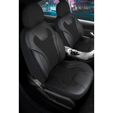 Fiat Tipo Deri Detaylı Oto Koltuk Kılıfı Ön Arka Set Siyah Siena Seri Şhn