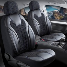 Fiat Linea Deri Detaylı Oto Koltuk Kılıfı Ön Arka Set Siyah Mavi Siena Seri Şhn