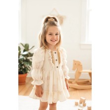 Aysskids Mıra Uzun Kollu Yaka Detaylı Kız Çocuk Bayramlık Özel Gün Elbisesi