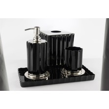 Mikasa Moor Riana Siyah Gümüş Tepsili Banyo Seti 30X15X20 cm