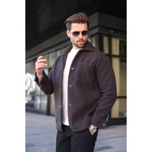 Madmext Antrasit Çıt Kapamalı Yandan Cepli Erkek Gömlek Ceket E6769