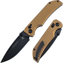 Tenable Eaglestrike | Çapraz Bar Kilidi | Bronz Eloksal Alüminyum Elmas Desenli Sap | Blackwash Nitro-V Çelik Çakı | B1095V5