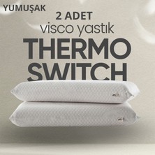 Pillow Market Termoswitch Xxl Visko Yastık [hava Kanallı] Termal Isı Dengeleyici Düz Ortopedik Uyku Yastığı 2 Adet