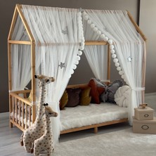 Miniden Beyaz Çift Perdeli Montessori Yatak Cibinliği