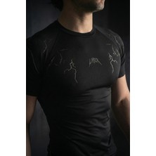 Liber Slayerfit Compression Tshirt Erkek Slim Fit Siyah Spor Desenli Nefes Alabilir Kumaş