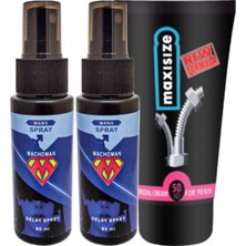 Murays Bonie 2 Tane Machoman 60 ml Erkek Zaman Spreyi + Maxi Size Erkek Özel Yeri Boyutlandırıcı Krem