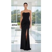 DWT Inci ve Taş Detaylı Likralı Abiye Elbise