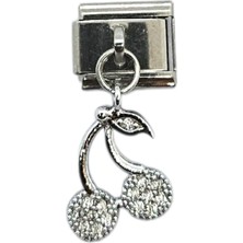 Alya's Aksesuar 316L Yüksek Kalite Paslanmaz Çelik Italyan Bilekli Charmı-Kiraz