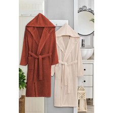 Hrnzafer Tekstil 2'li Pamuklu Doğa Kapüşonlu Çift Bornoz