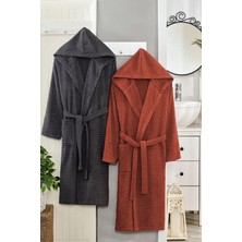 Hrnzafer Tekstil 2'li Pamuklu Doğa Kapüşonlu Çift Bornoz