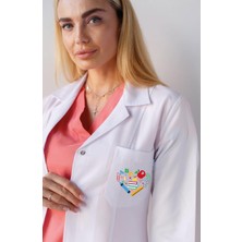 Sınıf Öğretmeni Önlüğü  Alpaka Beyaz Baskılı Önlük Öğretmen