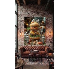 Özkacar Group Hamburger Hazırlayan Işçiler Cafe Restorant Dükkan  Dekarasyon Kanvas Tablo