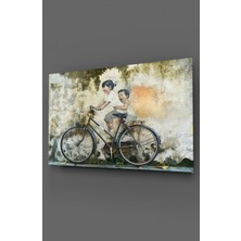 Bisiklet Mutlu Çocuk Cam Tablo