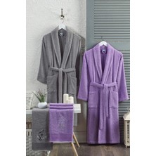 Hrnzafer Tekstil Unisex Pamuklu 4'lü Bornoz & Havlu Seti – Yumuşak, Emici