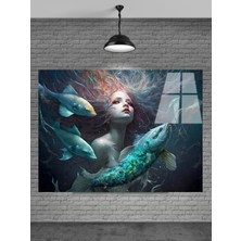 Deniz Kızı Cam Tablo Ev Dekorasyon,balkon Dekorasyonu,dekoratif,duvar Tablo,mutfak Tablo