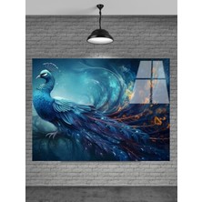 Mavi Tavus Kuşu Cam Tablo Ev Dekorasyon,balkon Dekorasyonu,dekoratif,duvar Tablo,mutfak Tablo