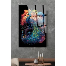 Harika Tavus Kuşu Görseli Kırılmaz Cam Tablo, Ev ve Ofis Hediyesi Yüksek Çözünürlüklü 4mm Cam Tablo