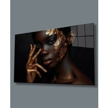 Altın Makyajlı Cam Tablo Yapay Zeka Hediyelik Büyük Tablo Ev Ofis Dekoru