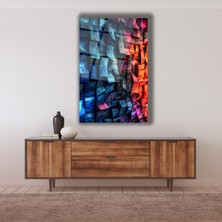 Marsilyan Geometrik Detaylı Ahşap Desenler Cam Tablo