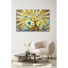 Mozaik Arkaplan Ağaç Kökleri ve Çiçekler Cam Tablo
