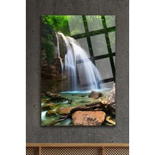 Marsilyan Harika Şelale Manzarası Kırılmaz Cam Tablo, Ev ve Ofis Hediyesi Yüksek Çözünürlüklü 4mm Cam Tablo