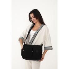 Çanta Trend Sanmorris Kadın Suya Dayanıklı Paraşüt Kumaş Çok Gözlü Ayarlanabilir Koyu Çapraz Askılı Omuz Çantası