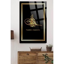 Marsilyan Gold Osmanlı Tuğrası Osmanlı Padişah Tablo Lüks Kırılmaz Cam Tablo Ev Ofis Iş Yeri Hediryesi