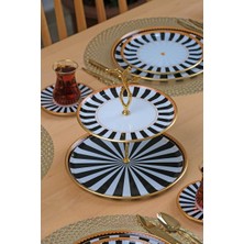 Akdeniz Home Black Line Katlı Kurabiyelik Sunum Tabağı
